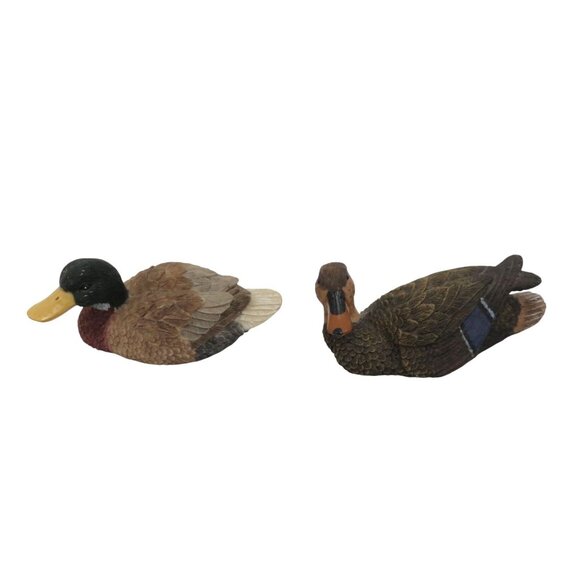 Wooden Duck Figurine Miniature Decoy Set Of 2 Vintage Decor - Picture 5 of 10